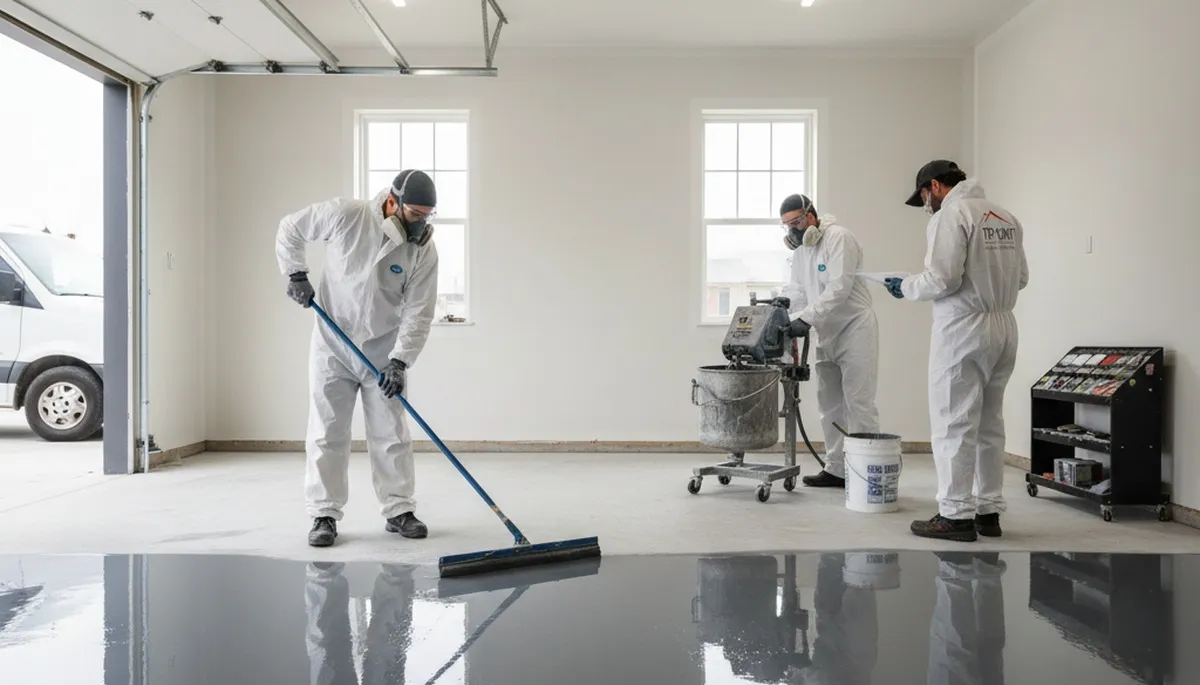 Professional epoxy floor coating in Greenville NC garage by local painting experts