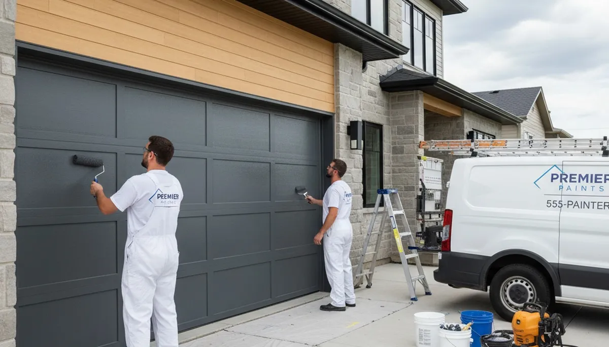 Professional garage door painting by expert house painters in Greenville, NC
