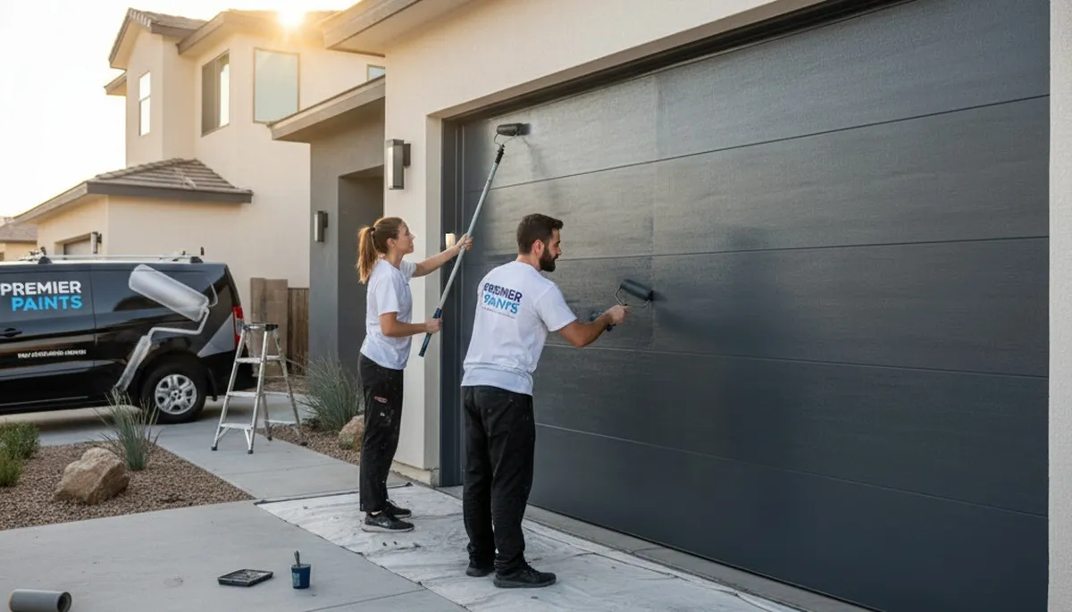 Professional garage door painting in Greenville, NC by expert residential painters
