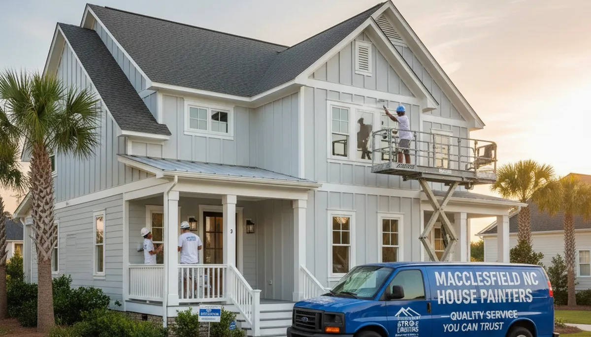 House painters in Greenville, NC painting a home exterior for professional residential service