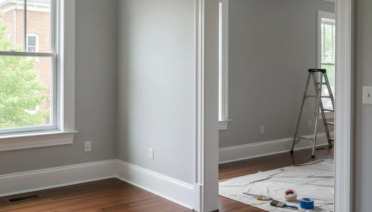 Professional interior trim painting with crisp lines highlighting home details in Greenville, NC
