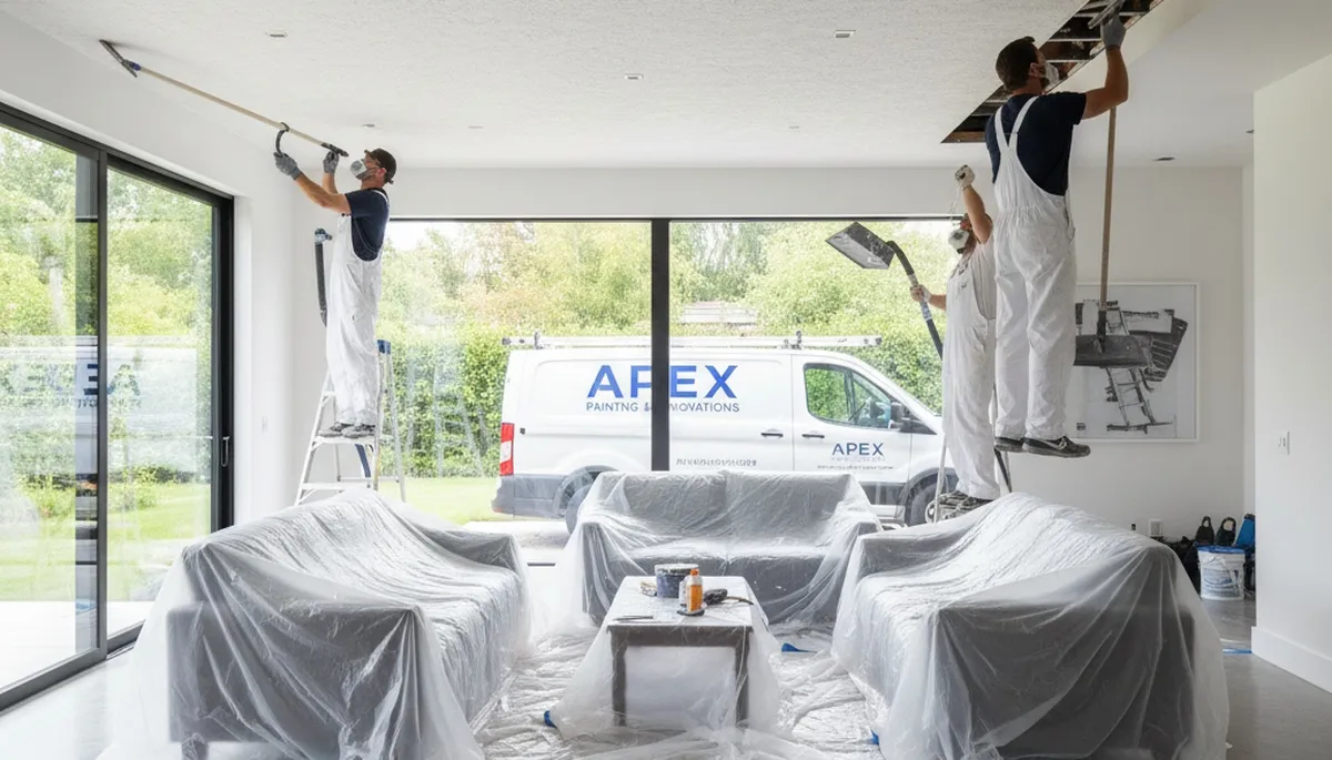 Professional popcorn ceiling removal in Greenville NC home by local painting experts