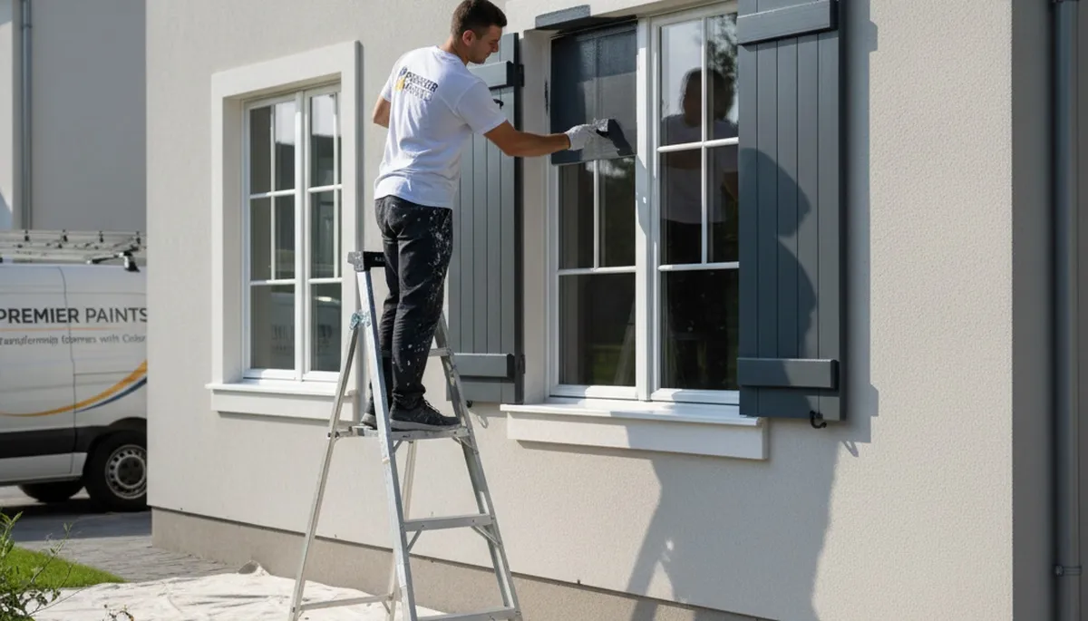 Professional shutter painting on a Greenville NC home by expert local house painters