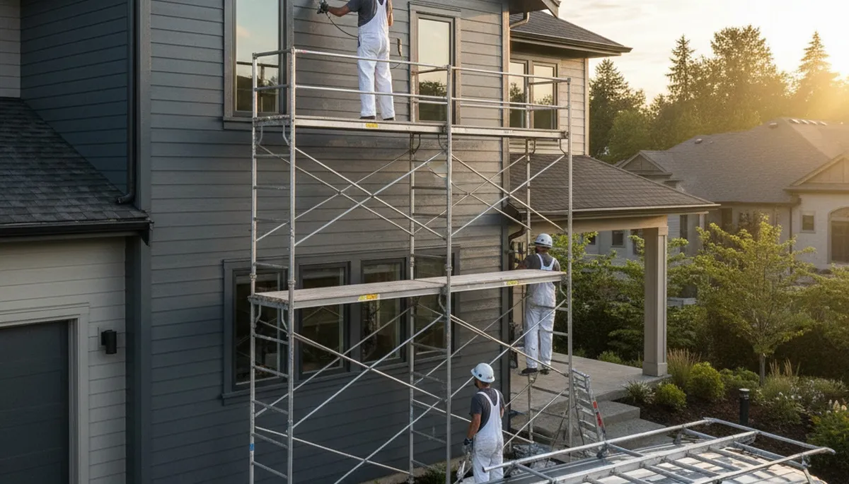 Professional siding painting on a Greenville, NC home by expert exterior house painters